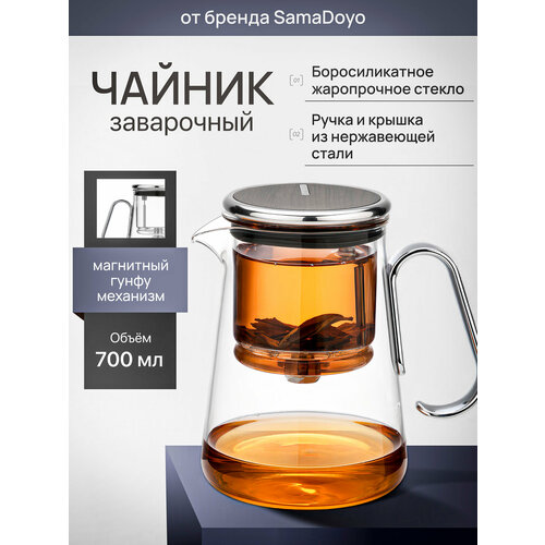 фото Чайник заварочный гунфу типот samadoyo bonston premium из боросиликатного стекла, 700 мл