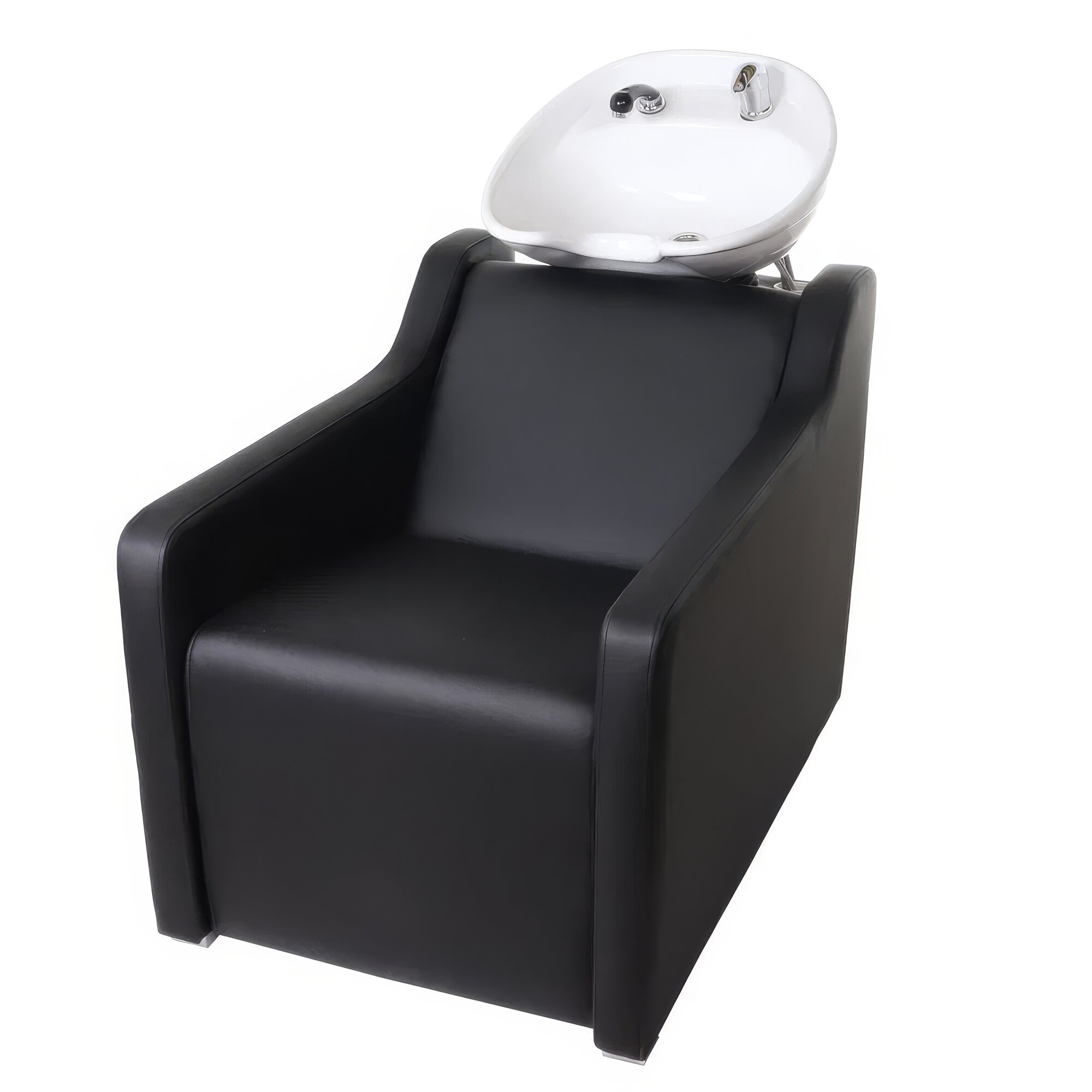 Парикмахерская мойка "Groan" черный цвет белая средняя раковина