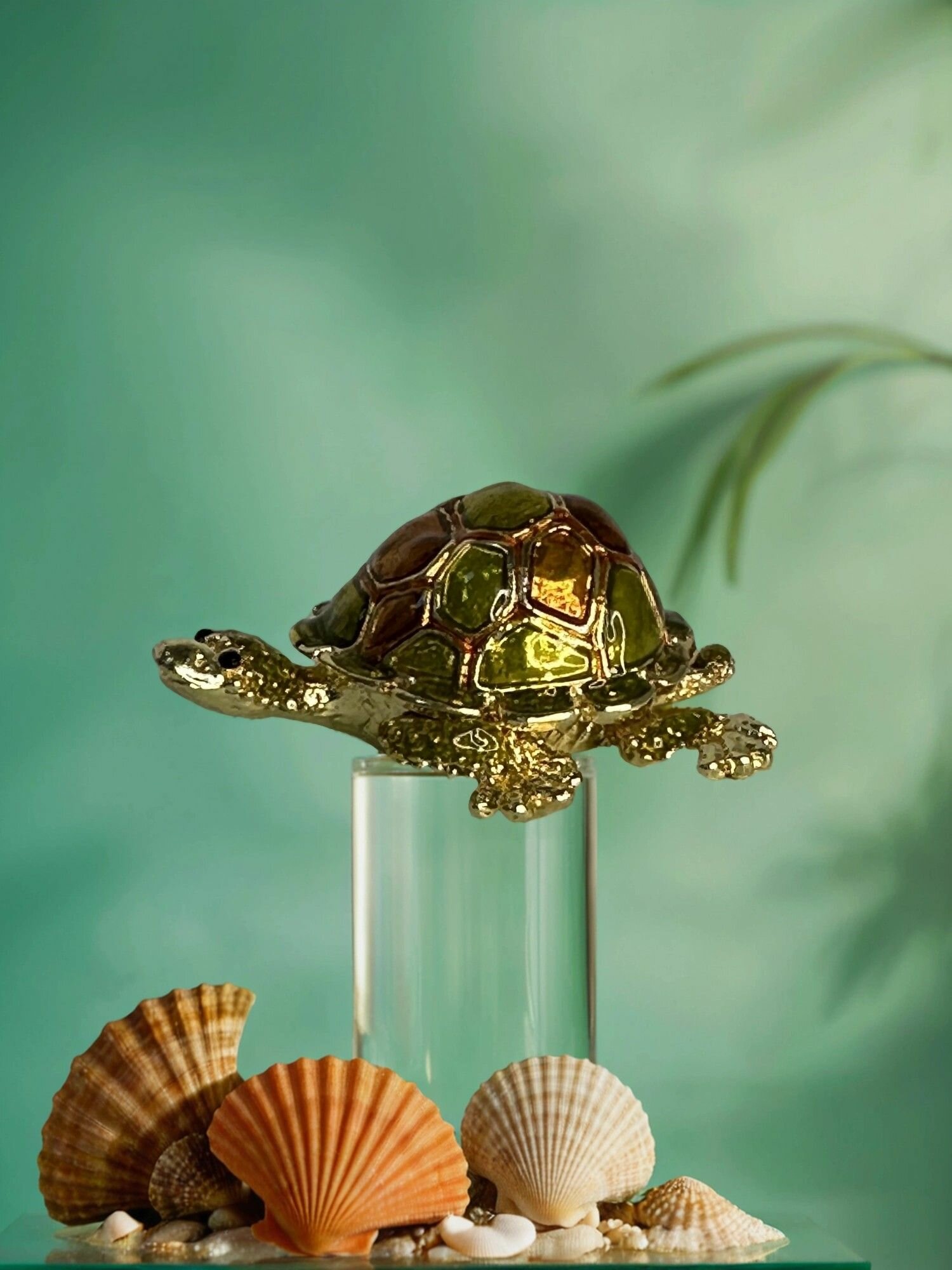 Шкатулка-фигурка Черепашка металлическая со стразами, 6*5*2,5 см