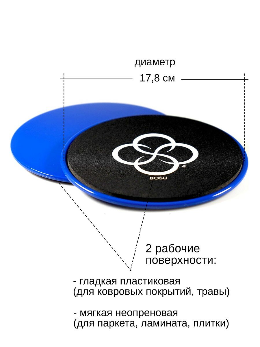 Скользящие диски BOSU Core Sliders двухсторонние, диаметр 17,8 см, 2 шт — фото 1