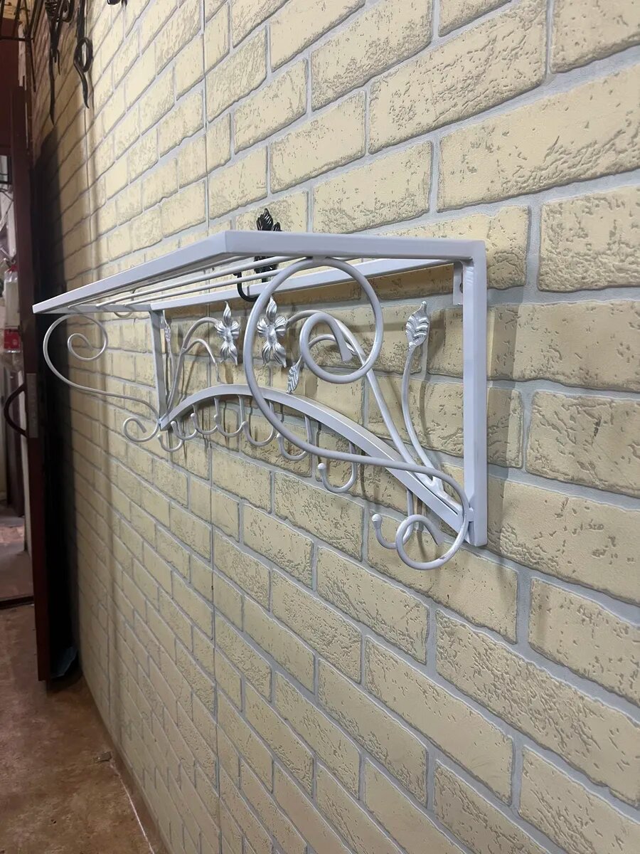 Вешалка настенная, кованая, Студия кованой мебели Нива, цвет белый/серебро — фото 1