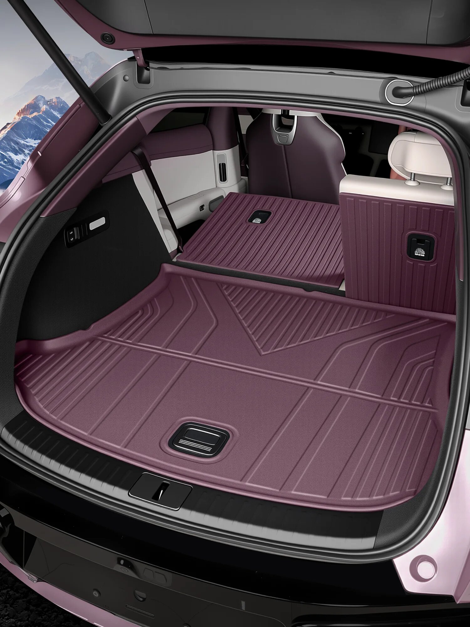 Картинки Для Xiaomi YU7 YU 7 2025 2026, задние коврики для багажника, TPE, водонепроницаемые, устойчивые к царапинам, защитные коврики для багажника, аксессуары, Purple 3PCS