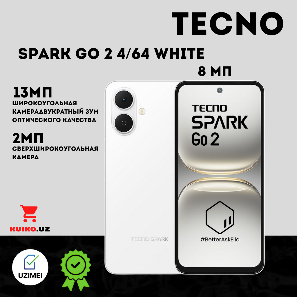 Смартфон Tecno SPARK Go 2 4/64 ГБ, 6.6" 1612x720, Full HD, IPS 60 Гц, 5000 мА/ч