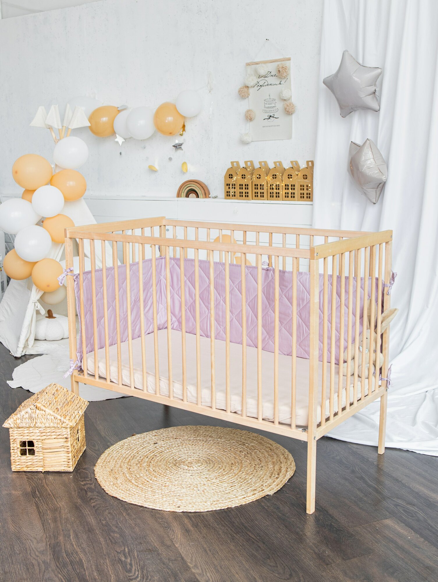 Бортик 180см*45см (розовый) 2 штуки