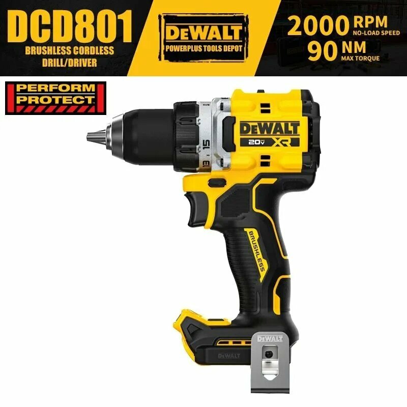 DEWALT DCD801 1/2in дюймовая бесщеточная аккумуляторная дрель-шуруповерт Perform Protect 20 В электроинструменты