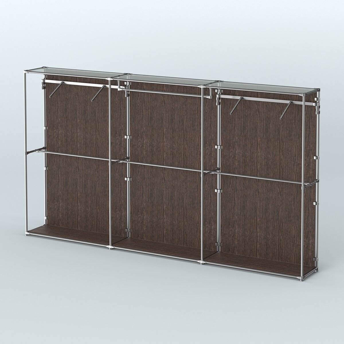 Торговая система хром (задняя стенка - ДСП) 3600 мм с поручнями №3 Дуб Венге