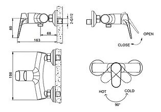 Смеситель для душа Bravat Eler F9191238cp-01-rus однорычажный хром Bravat 5048619 .