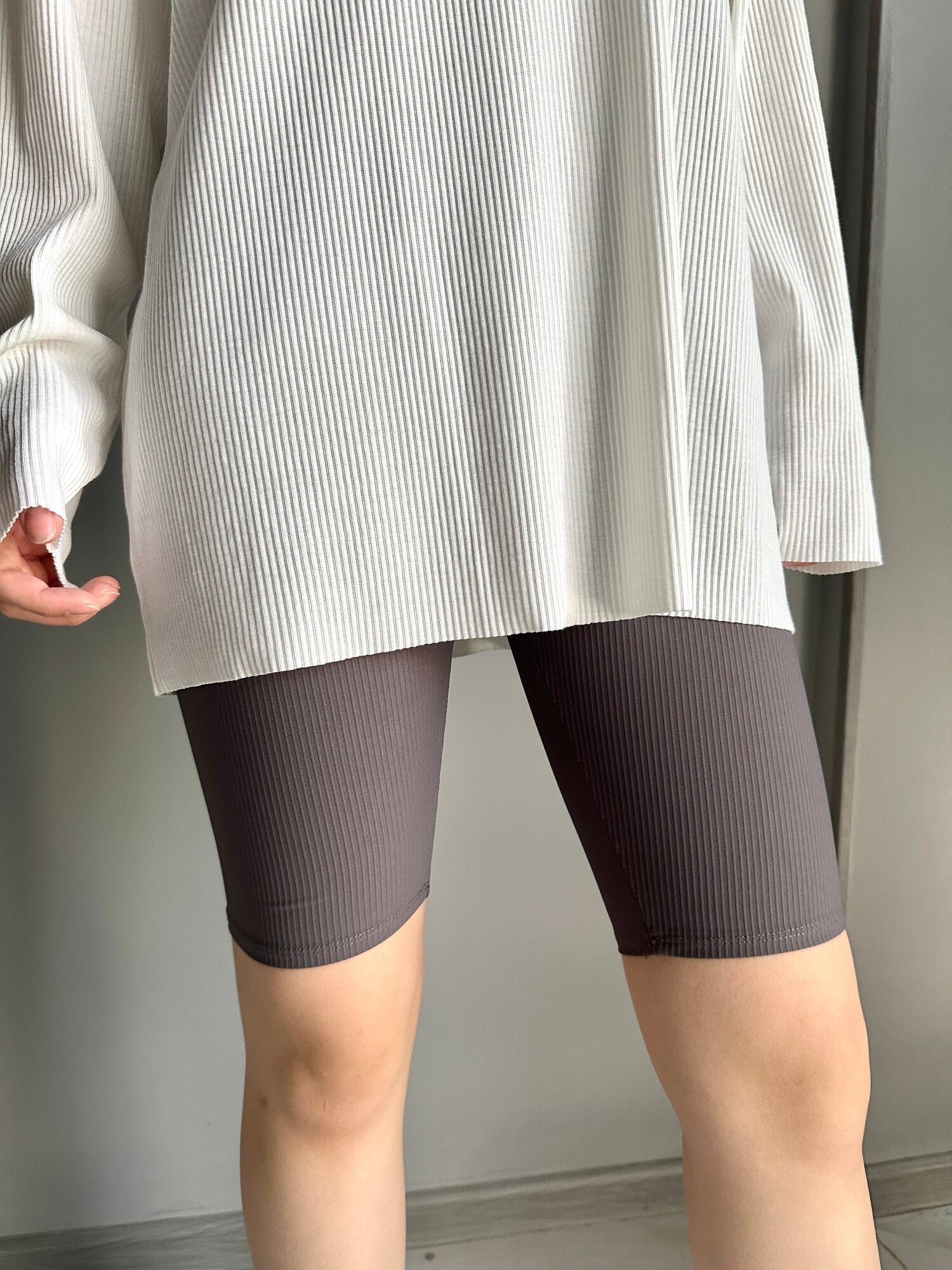 Велосипедки INK Бежевый, Зеленый, Серый, размер XL, серый — фото 1