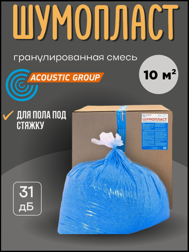 Изображение товара Звукоизоляционный материал AcousticGroup "Шумопласт", 16,5кг, 10кв. м, полистирол, акрил, каучук