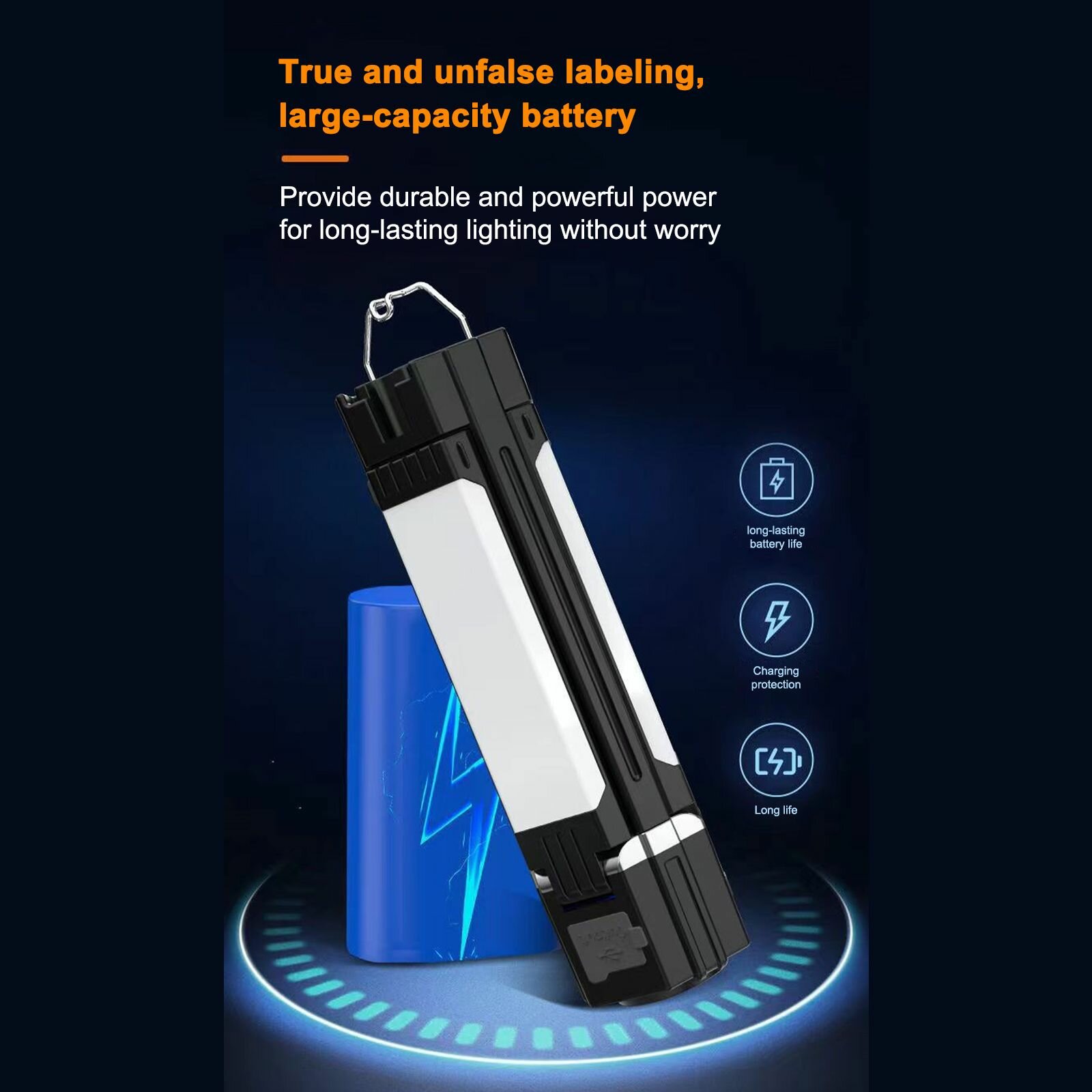 Складной походный фонарь с крюком поворотом на 90  магнитом Type-C зарядкой