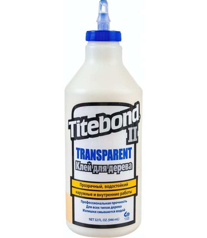 Клей столярный влагостойкий Transparent Premium II Wood Glue прозрачный 946 мл Titebond 1125