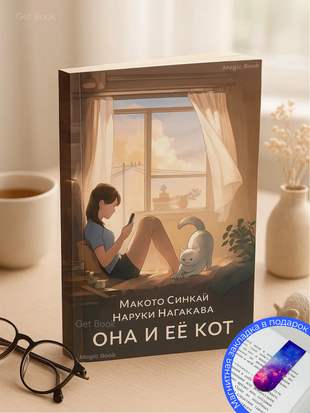 Книга "Она и ее кот" Макото Синкая и Наруки Нагакавы, мягкая обложка, 2025 г, 118 стр.