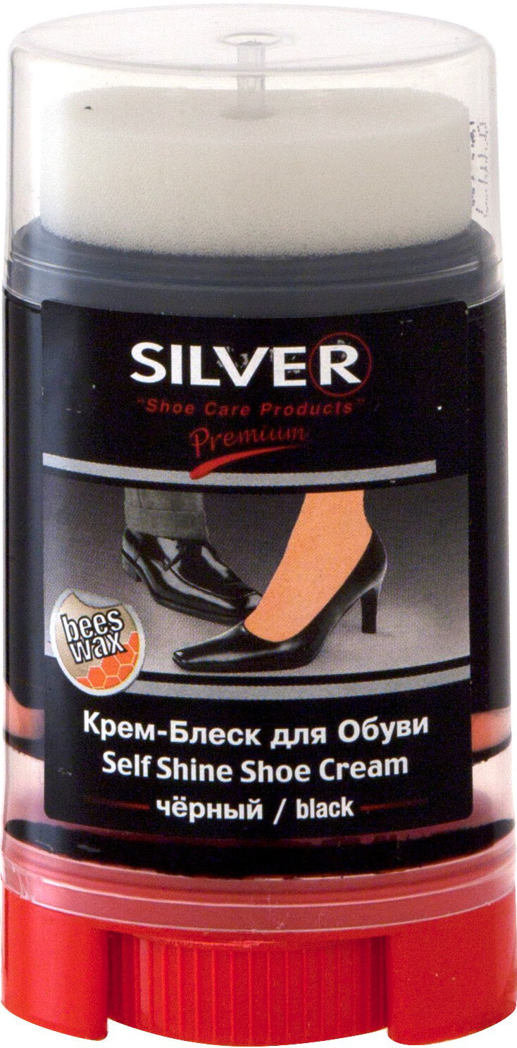 Крем-блеск Silver Premium, для обуви, для разных материалов, черный, 50 мл — фото 1