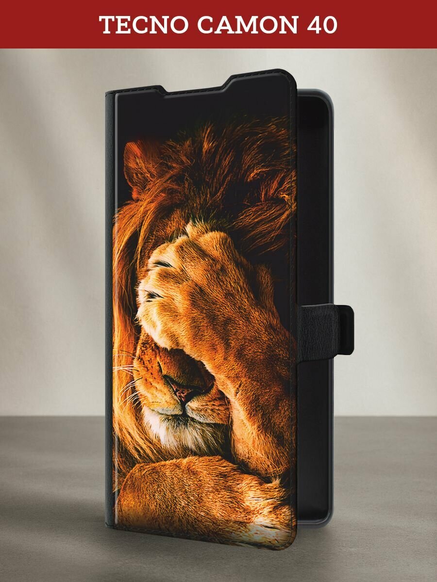 Чехол-книжка на Tecno Camon 40 / Текно Камон 40 с рисунком "Львиный стыд"