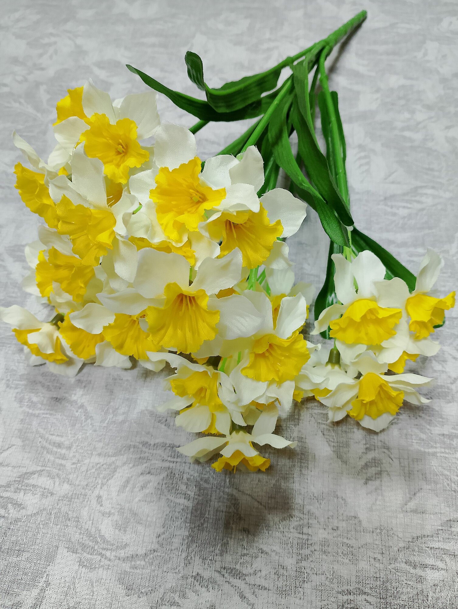 Искусственные цветы Букет Нарциссов 40см цвет бело-желтый