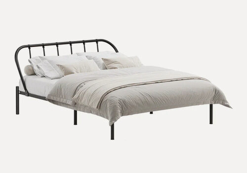 Изображение товара Кровать металлическая двуспальная Нонтон Айрема, 140x200 см, ламели, черная