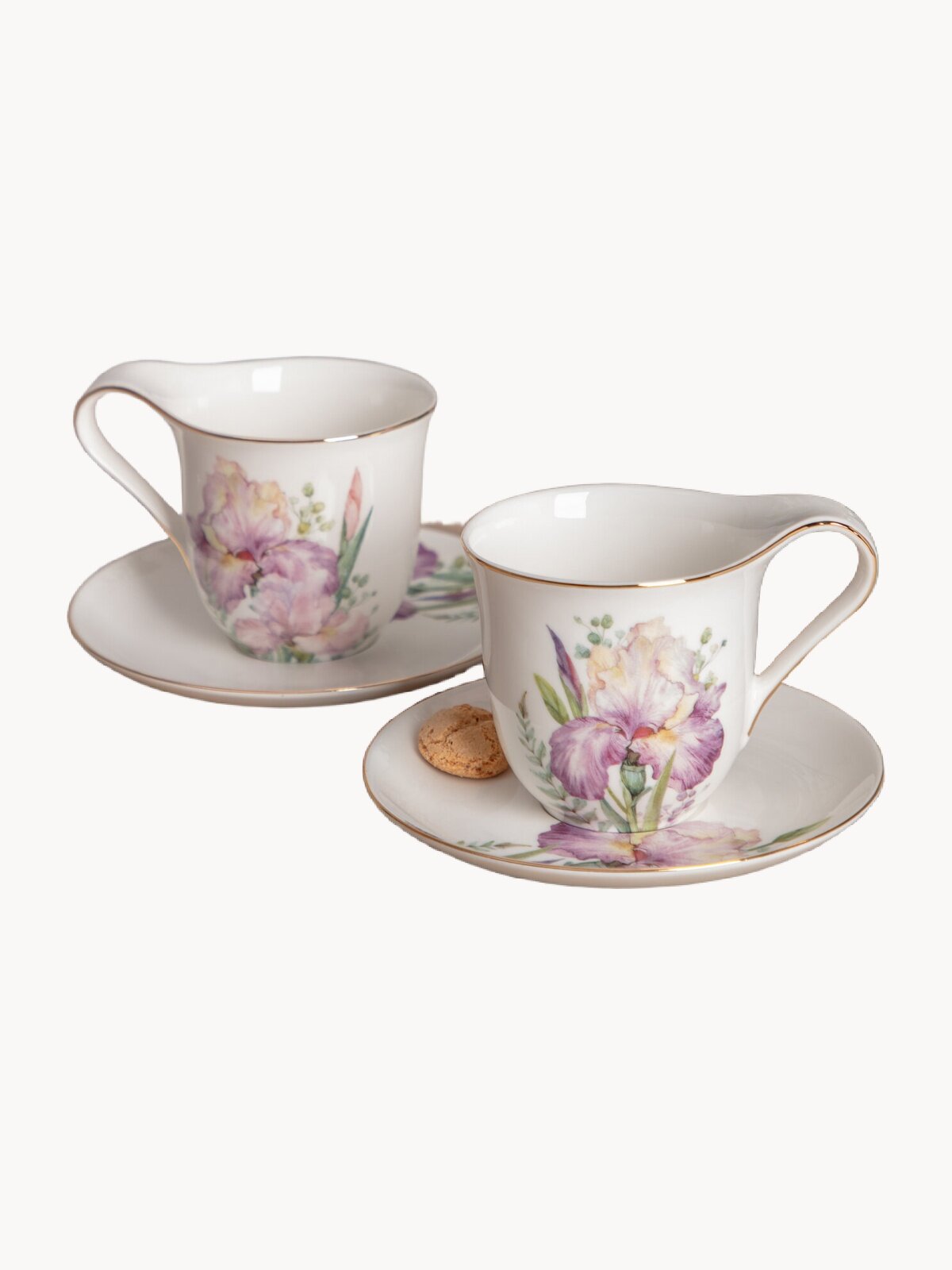 Чайная пара Lefard "Irises", набор на 2 персоны, 4 предмета, фарфоровый, 275 мл.