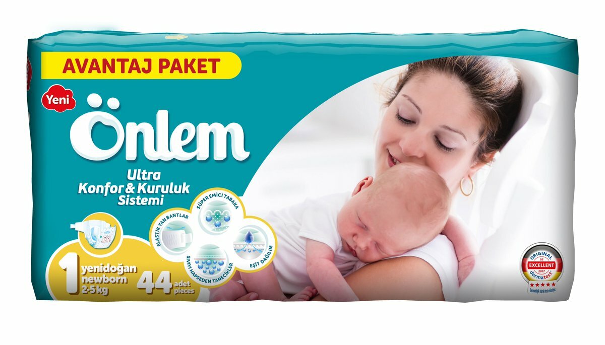 Подгузники Onlem, гипоаллергенные, воздухопроницаемые, мягкая текстура, 1 размер, 44 шт. — фото 1