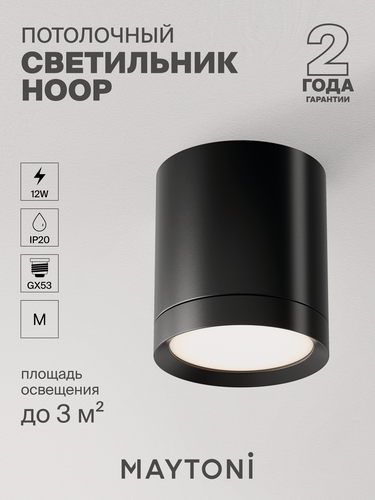 Изображение товара Светильник потолочный накладной черный Maytoni Technical Hoop C086CM-GX53-MRD-B