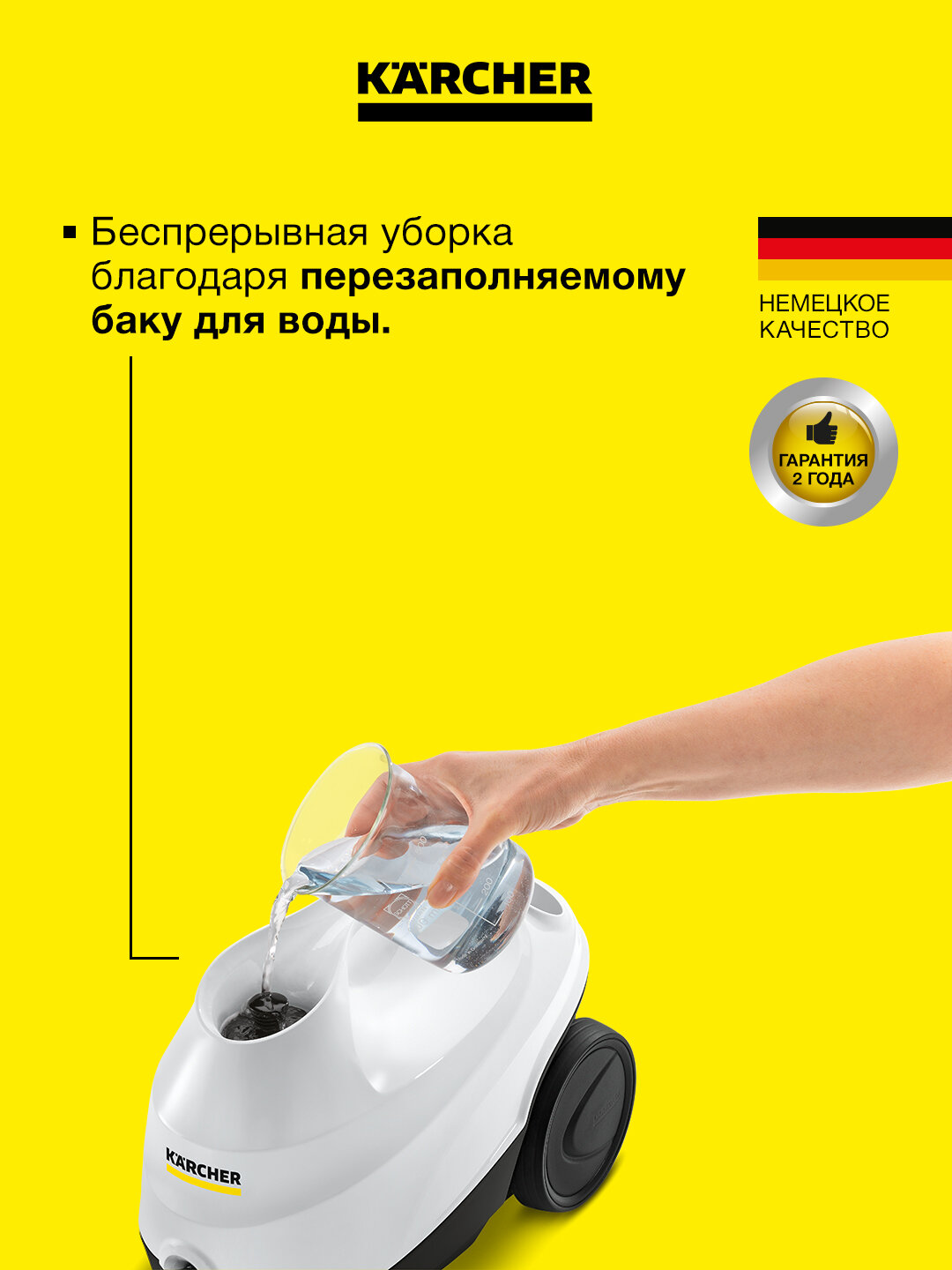 Пароочиститель KARCHER SC 3 EASYFIX 1.513-650.0 Мощность нагревателя 1900 Вт — фото 1