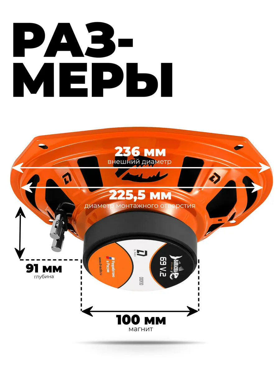 Динамики DL Audio "Barracuda" 69, эстрадные, чувствительность 92,7 дБ, 70 Вт — фото 1