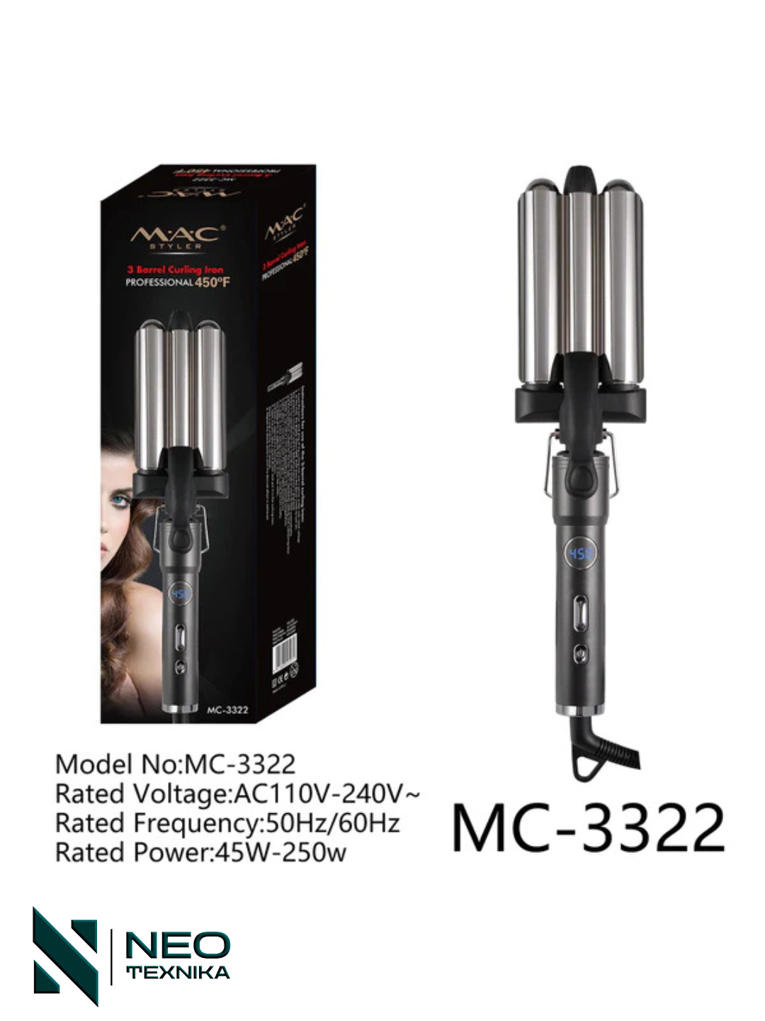 Выпрямитель для волос MAC MC-3322, профессиональный, керамическое покрытие