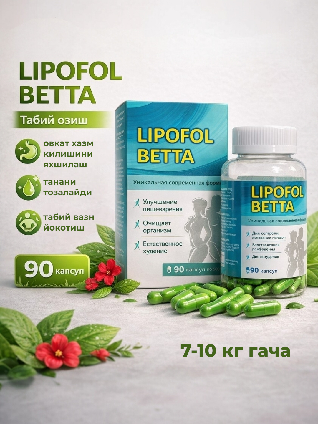 LIPOFOL BETTA для похудения, Уникальная современная формула 500мг, 90капсул