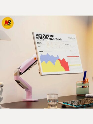 Изображение товара Кронштейн для монитора NB F80, нагрузка до 9кг, зажимное крепление, регулируемый, розовый