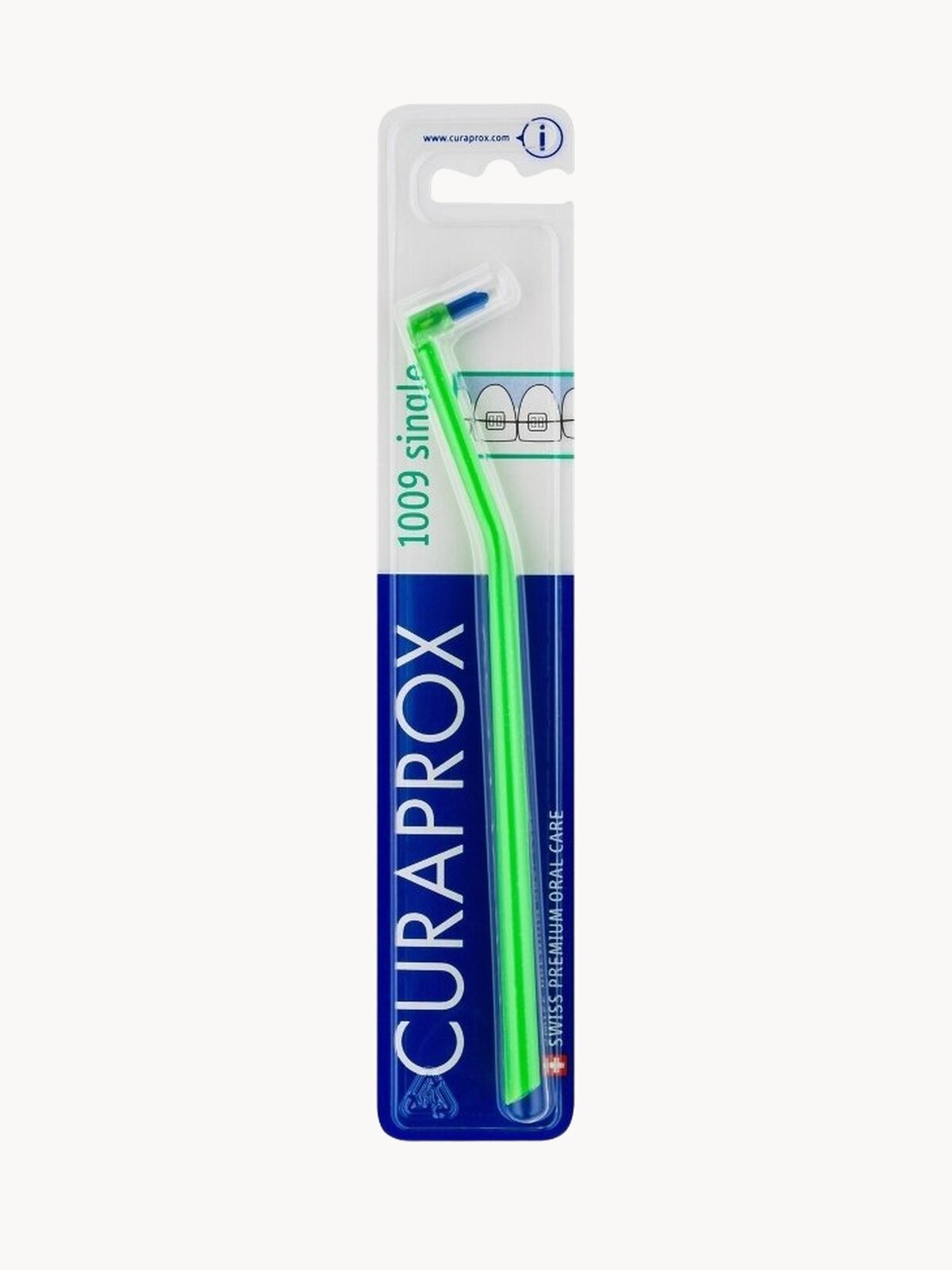 Монопучковая зубная щетка CURAPROX CS 1009 зеленая "single & sulcular", 9мм