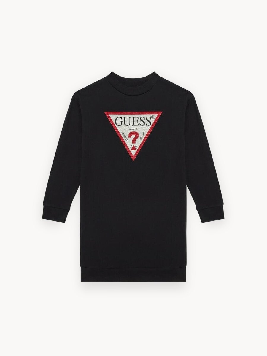 Платье GUESS FRENCH TERRY LS DRESS, размер 12 лет, черный