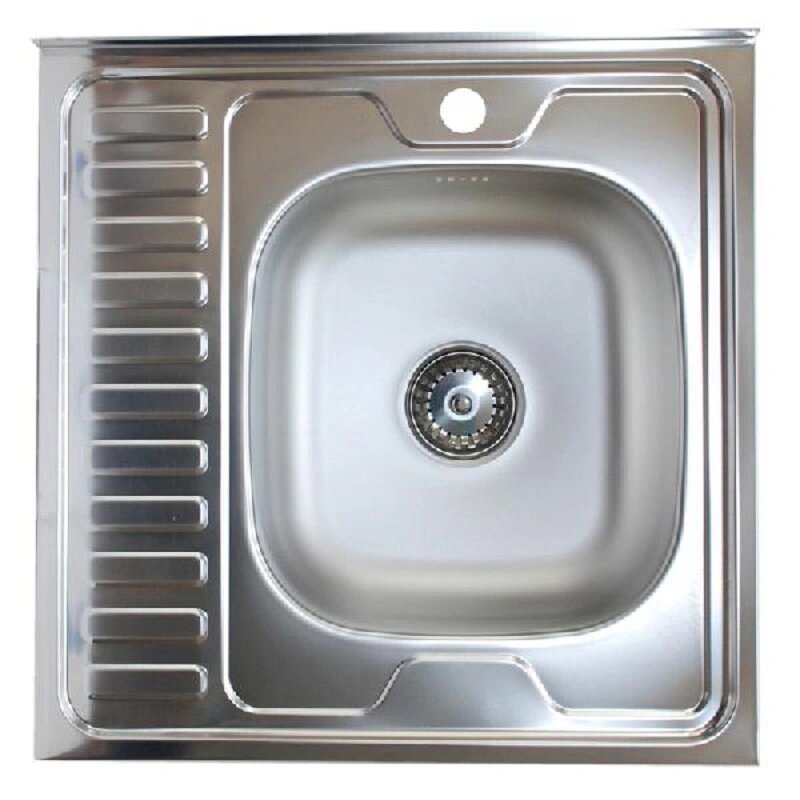 Мойка КМ_Накладная нерж. сталь 600x600 с сифоном