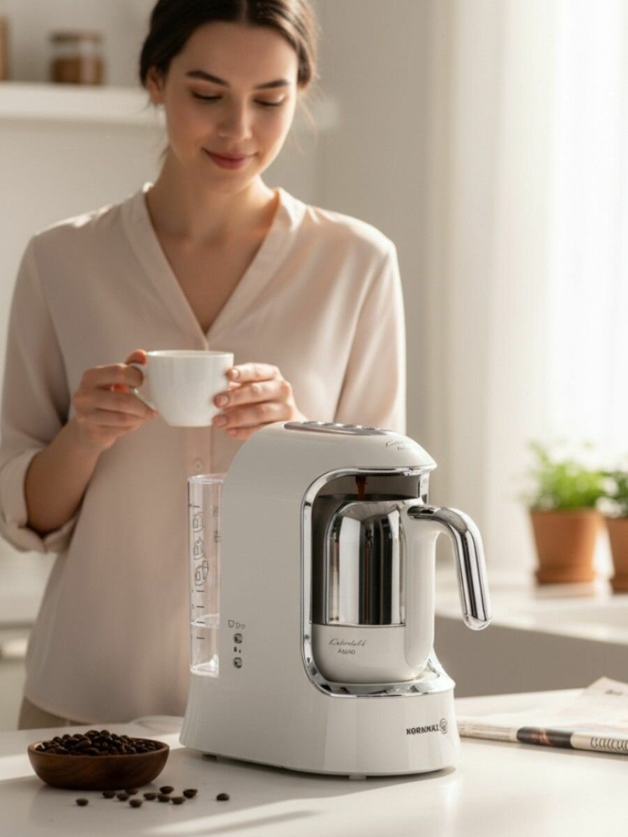 Кофеварка электрическая 280мл, Korkmaz Kolik Deluxe Aqua , 700w с автоотключением, белый