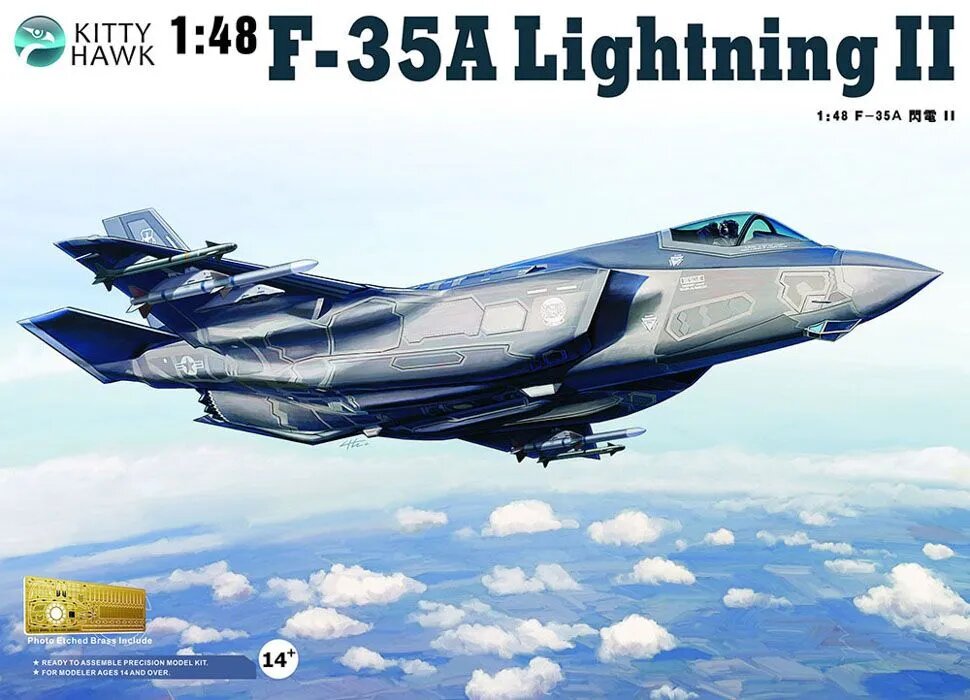 Сборная модель самолета Американский многоцелевой истребитель F-35A Lightning II KH80103, масштаб 1/48