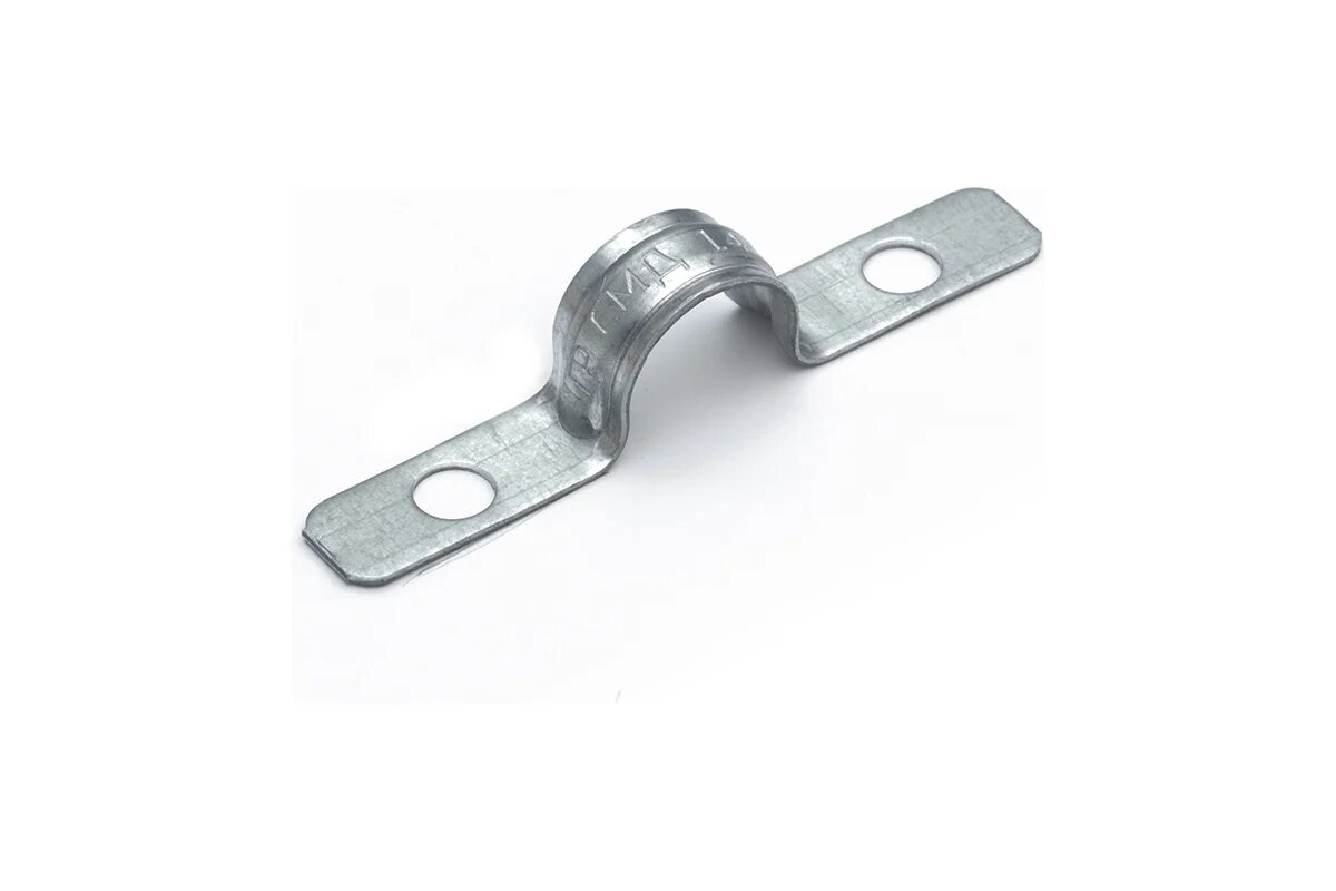 Металлическая двухлапковая скоба Промрукав усиленная противопожарная смду d14-15 мм отв. d 6.5 мм 100 шт. PR13.02435