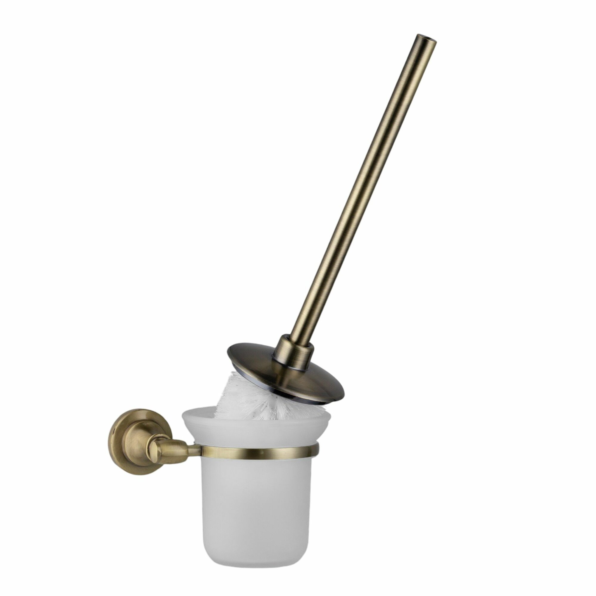 Ершик для унитаза матовое стекло настенный античная бронза