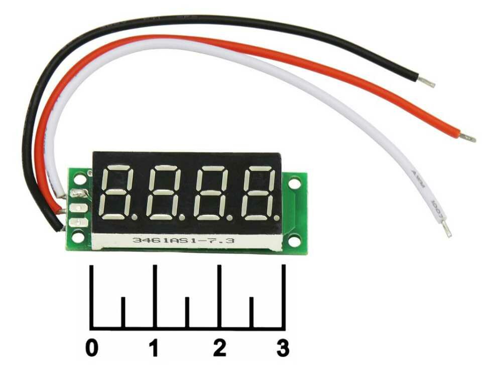 Радиоконструктор вольтметр 0-500V DC светодиодный синий 0.36" 3pin
