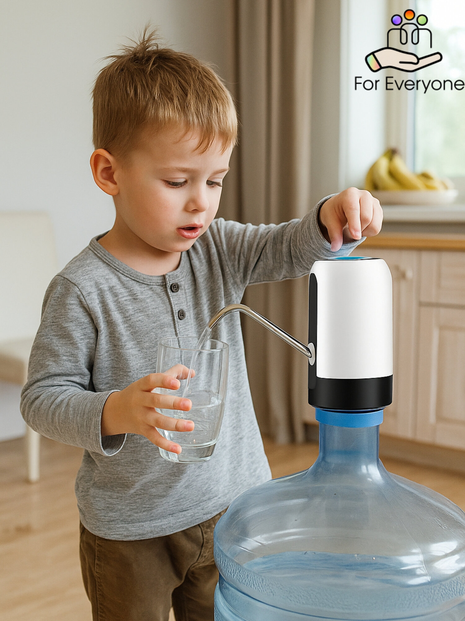 Помпа для воды электрическая для бутыли 19 л с аккумулятором и зарядкой USB