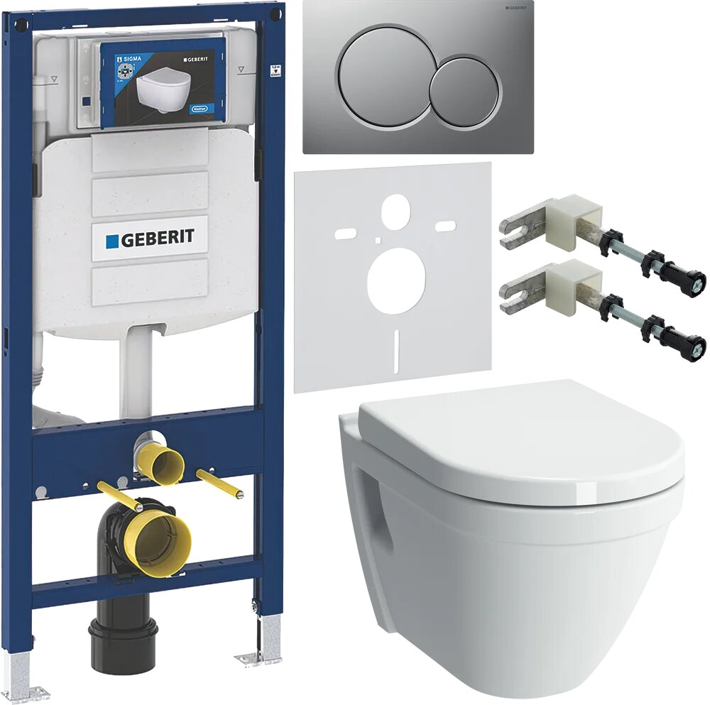 Комплект 6 в 1 Унитаз подвесной VitrA S50 7740B003-0075 / Сиденье 72-003-309 с микролифтом петли хром / Инсталляция Geberit Duofix UP 320 111.300.00.5 (111.950.00.6) Кнопка Sigma 01 115.770. JQ.5 цв