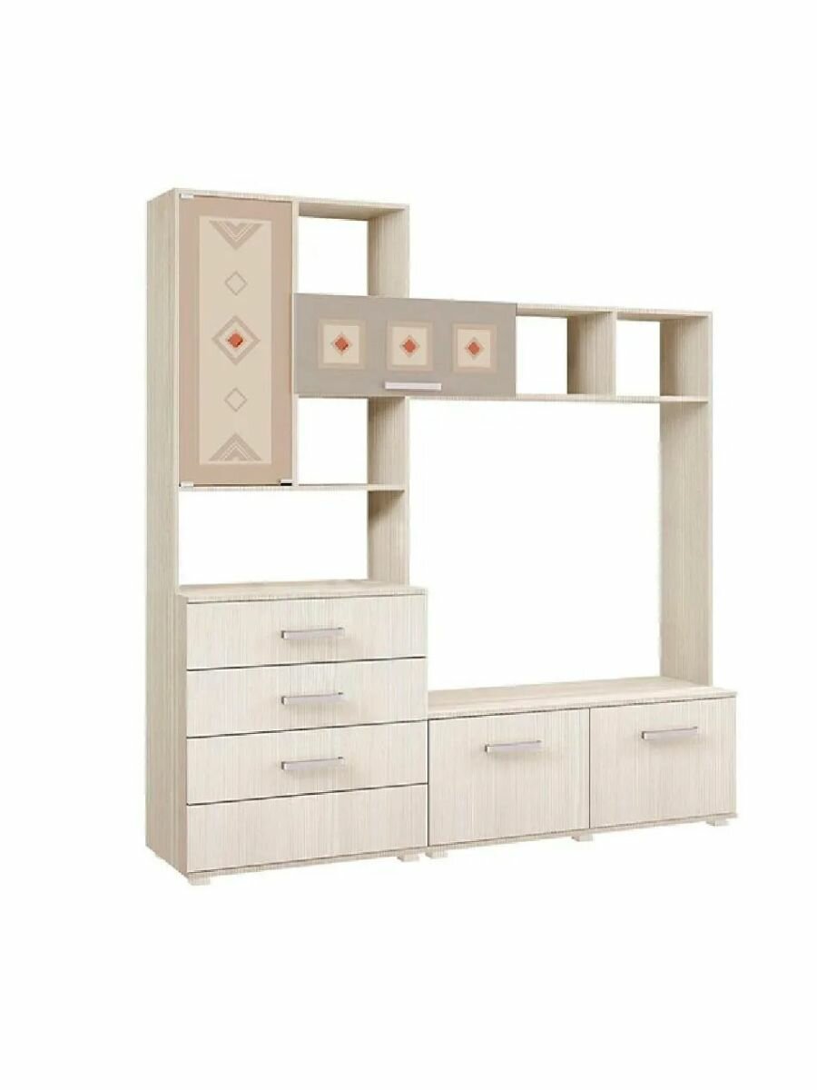 Гостиная Белла центральная секция ЛДСП 2000х2120х470, Сандал светлый, МИФ