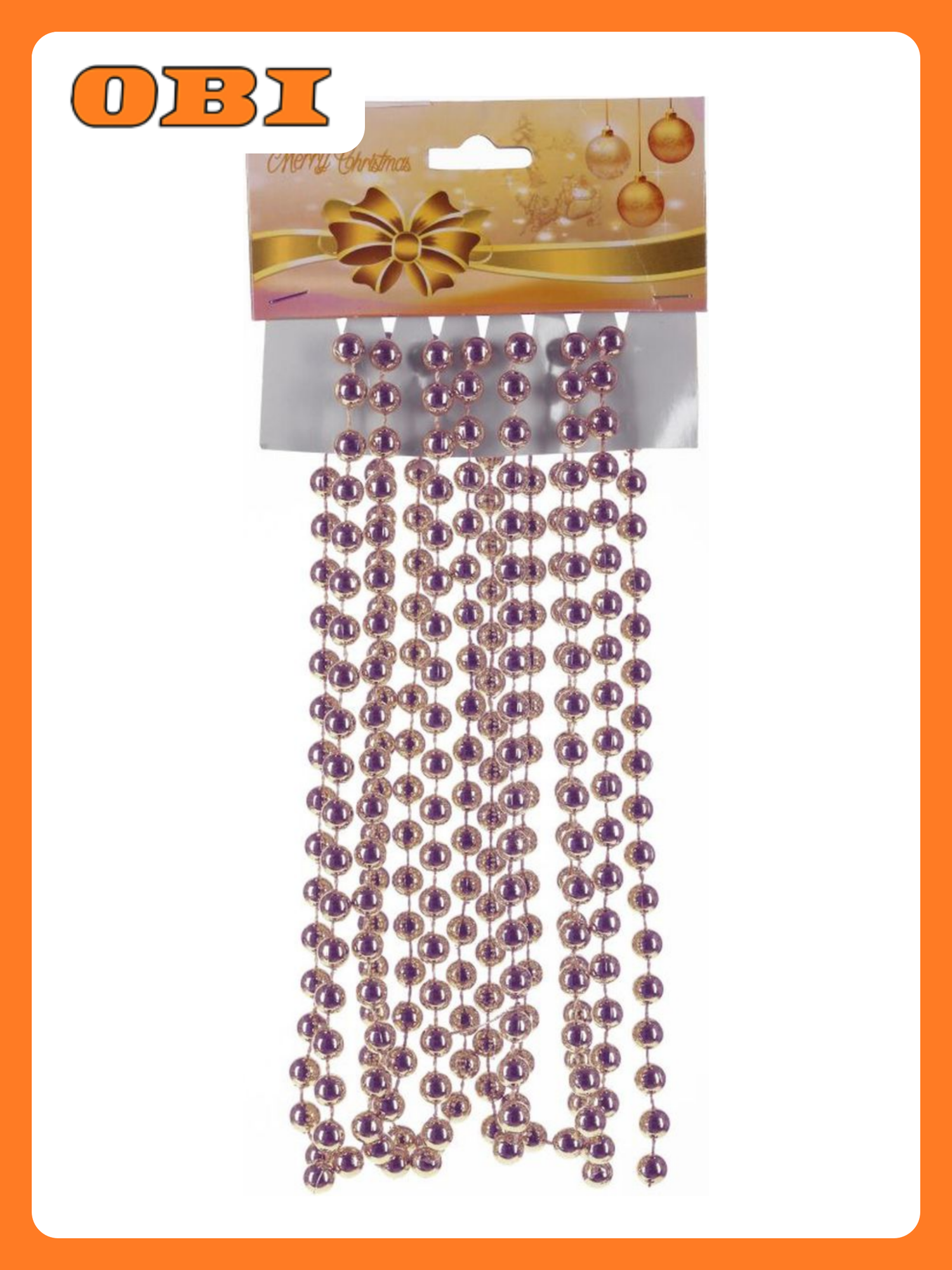 Украшение новогоднее Бусы D 0.8 см L270 W0 8 H0 8 см розовый