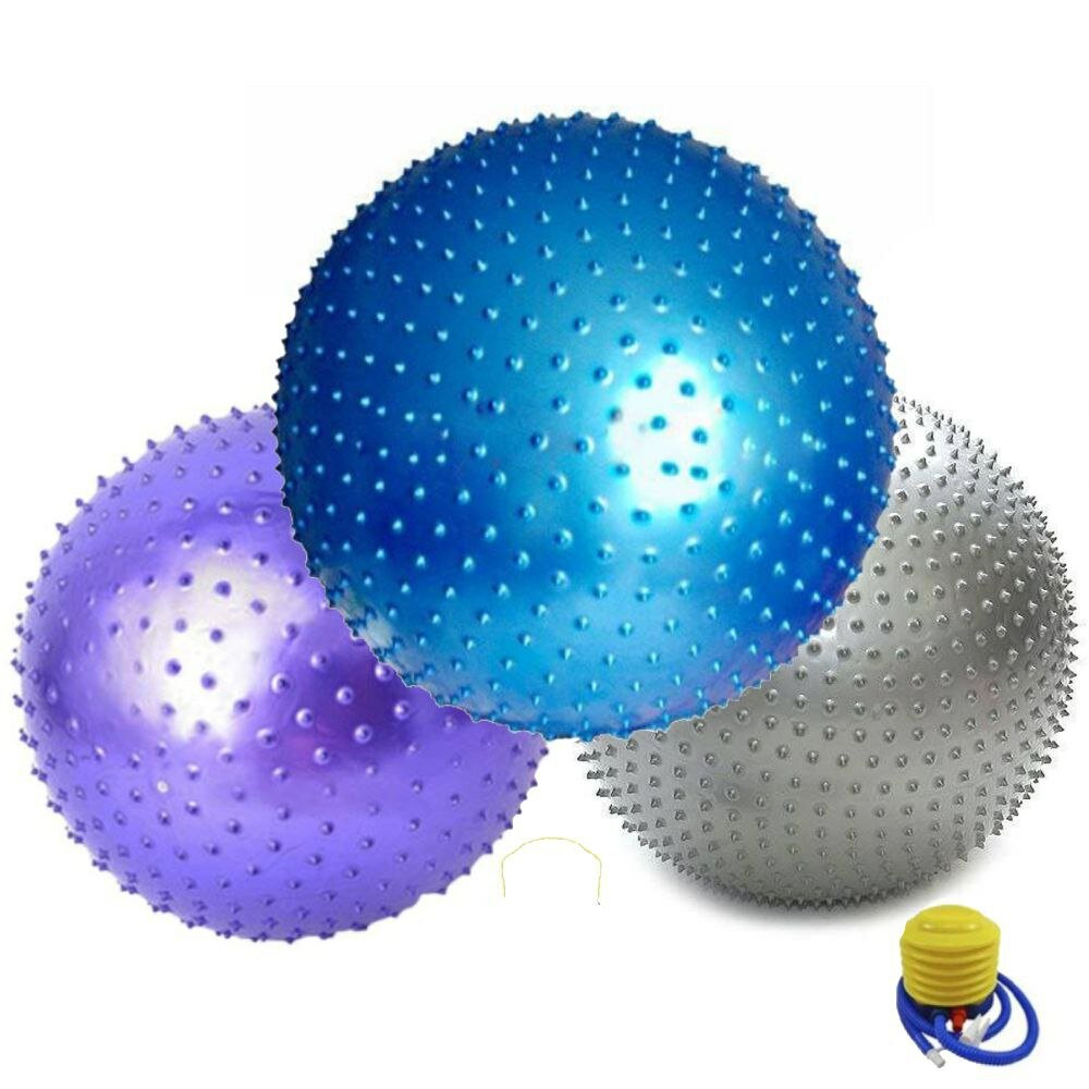 Мяч для фитнеса Fitball, 65см, С шипов, с насосом, резина, синий серий красний
