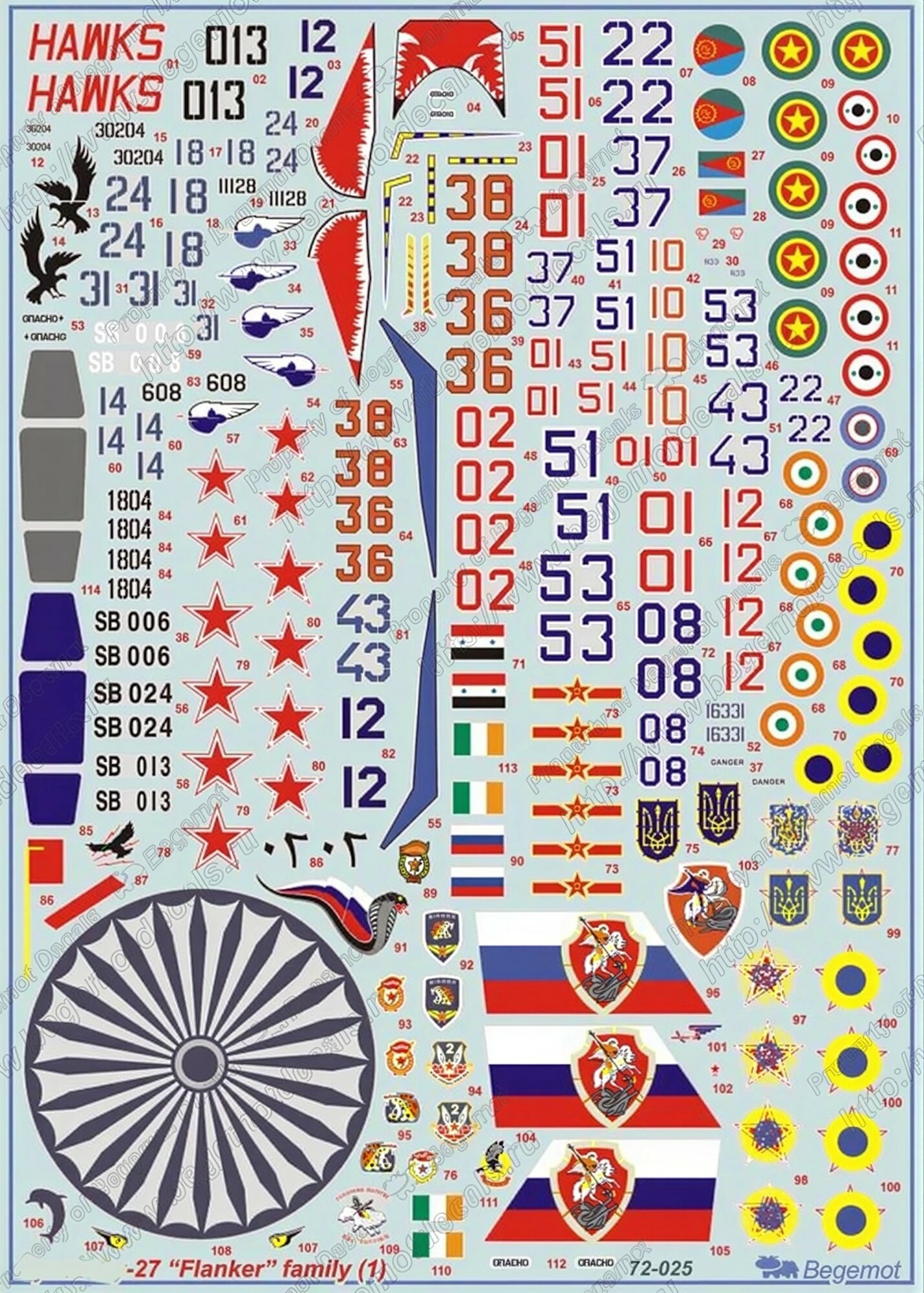 Декаль C_ухо_й С_у-27 часть 1. Масштаб 1:72 — фото 1