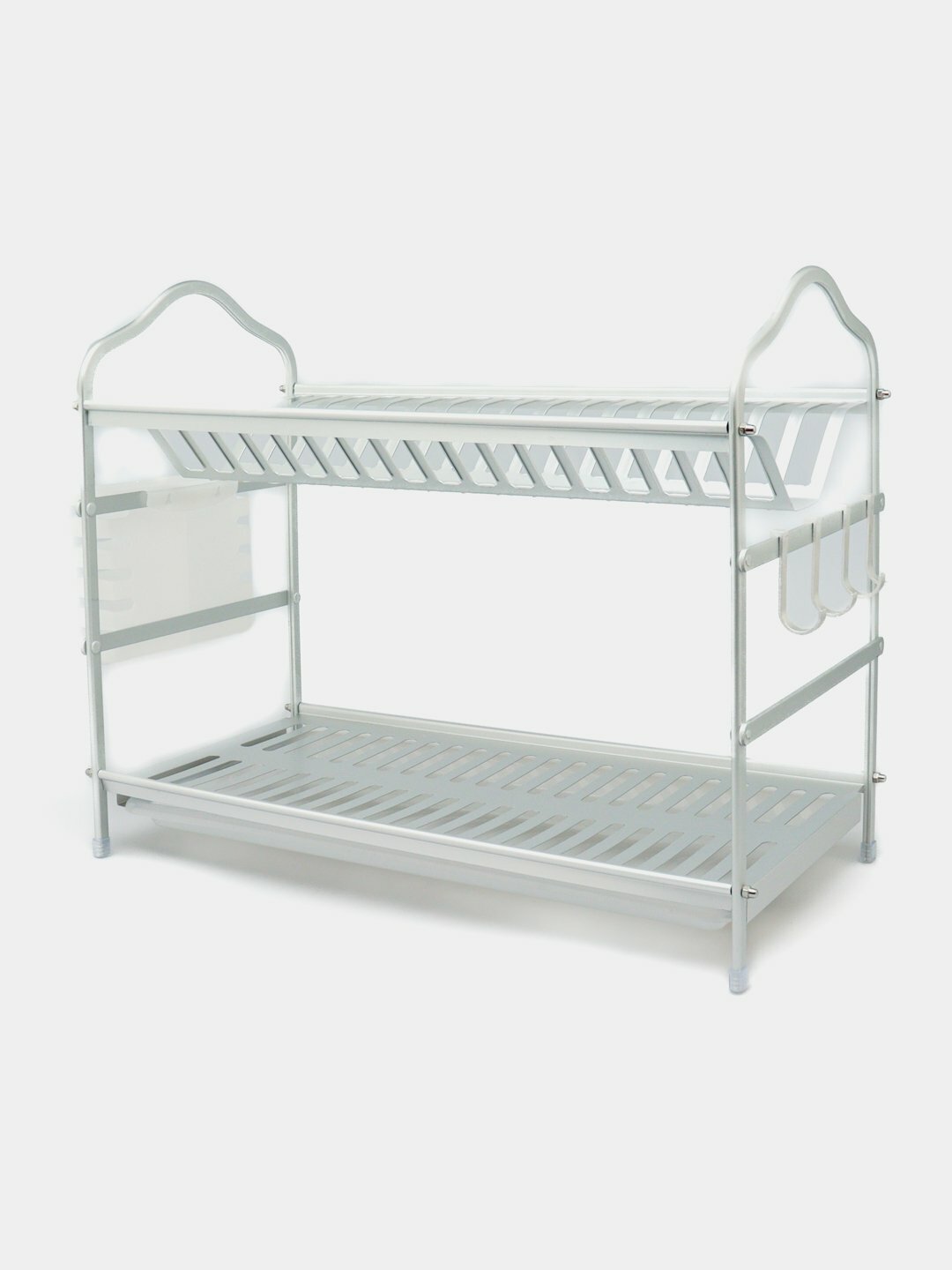 Сушилка для посуды, настольная, для кухни и раковины, с поддоном, аллюминиевая, двухъярусная