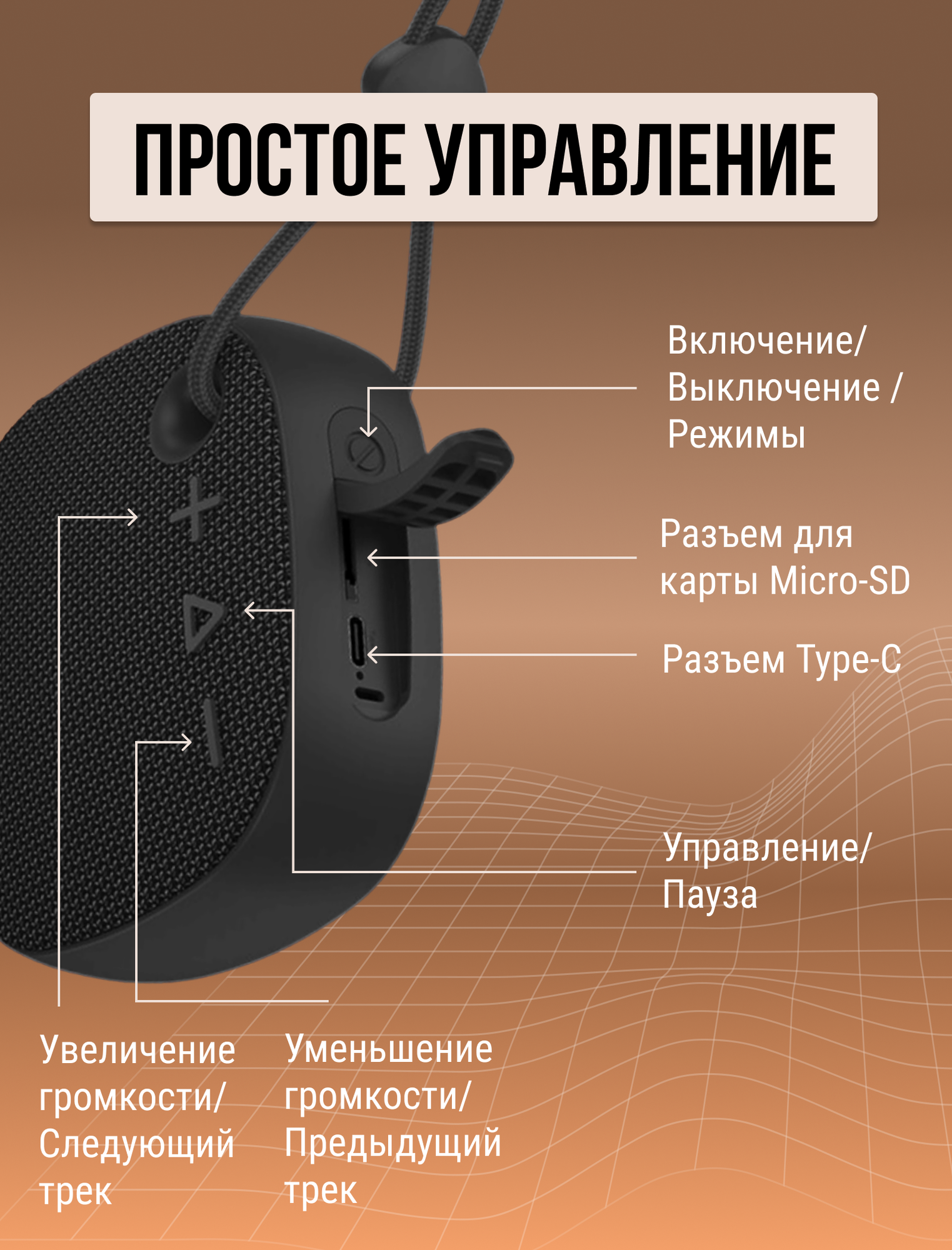 Колонка портативная блютуз беспроводная с микрофоном с радио с флешкой  мини