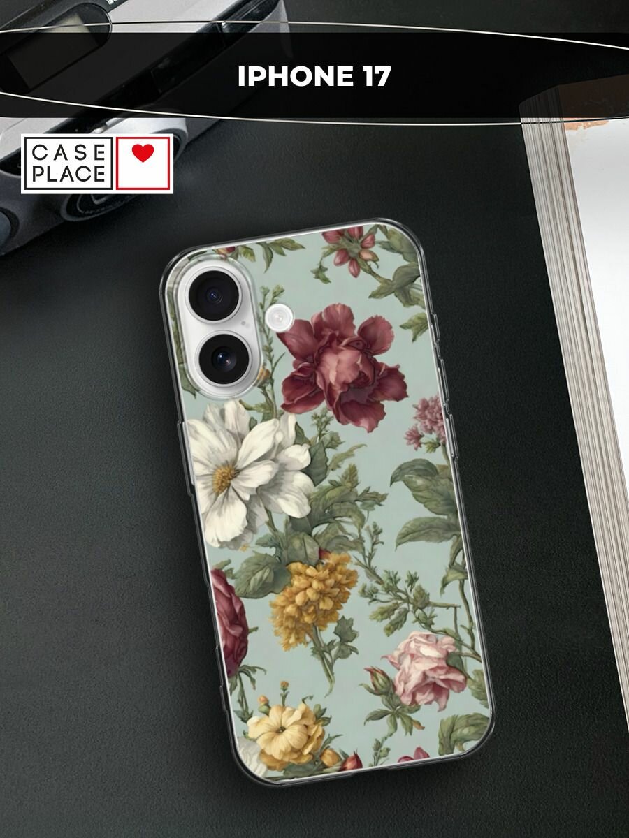 Чехол на Apple iPhone 17 / Айфон 17 с принтом Акварельные красные цветы