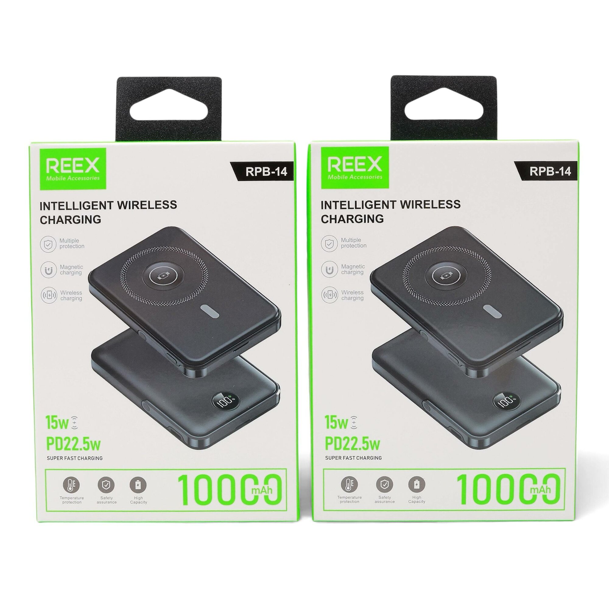 Внешний аккумулятор REEEX RPB-14 10000 мА·ч — 15 Вт, беспроводная зарядка, PD 22,5 Вт, магнитная зарядка