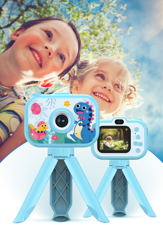 Детский фотоаппарат с мгновенной печатью dino, в комплекте штатив