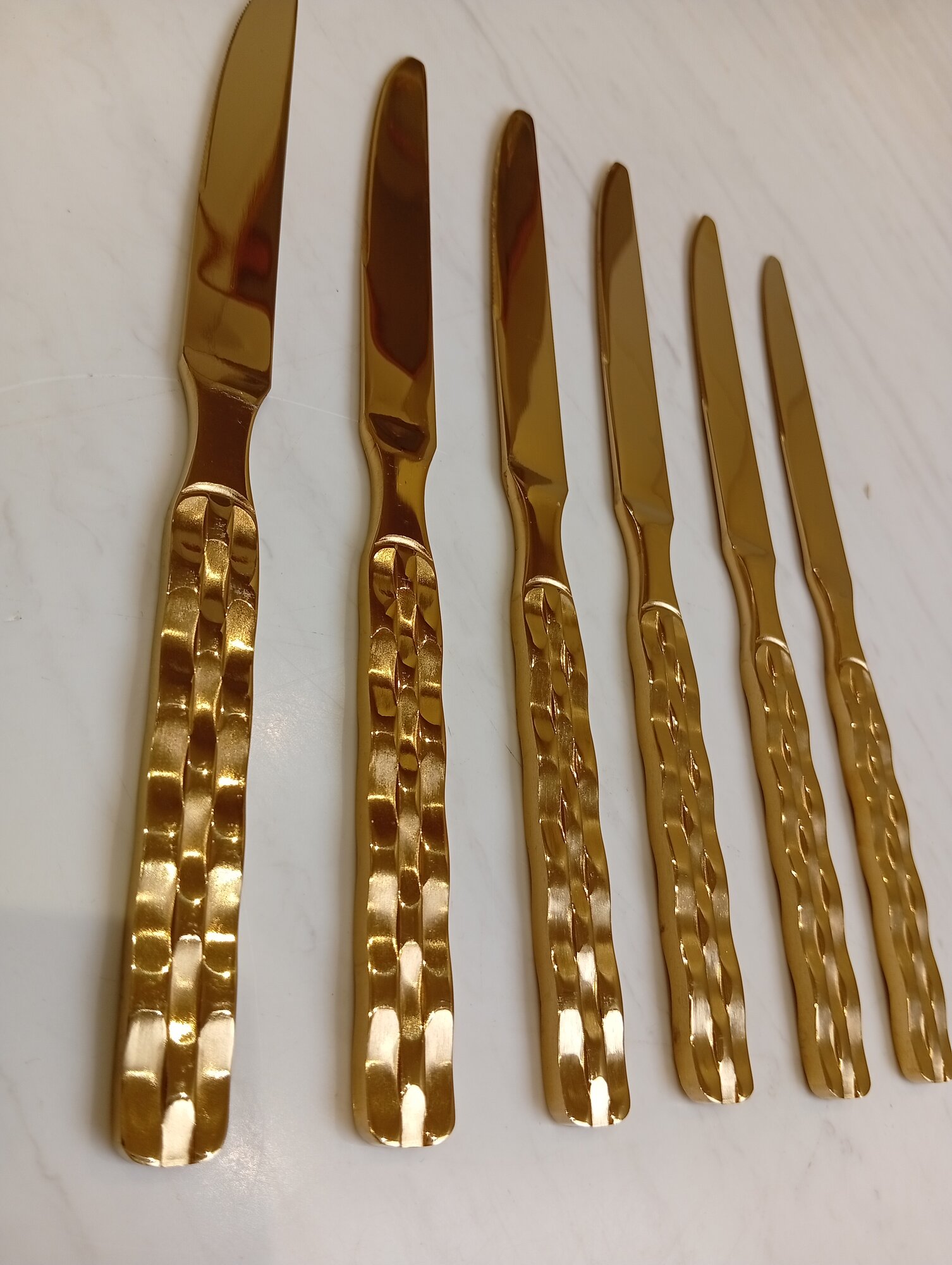 Столовый набор, нержавеющая сталь, золотой цвет, 6 предметов