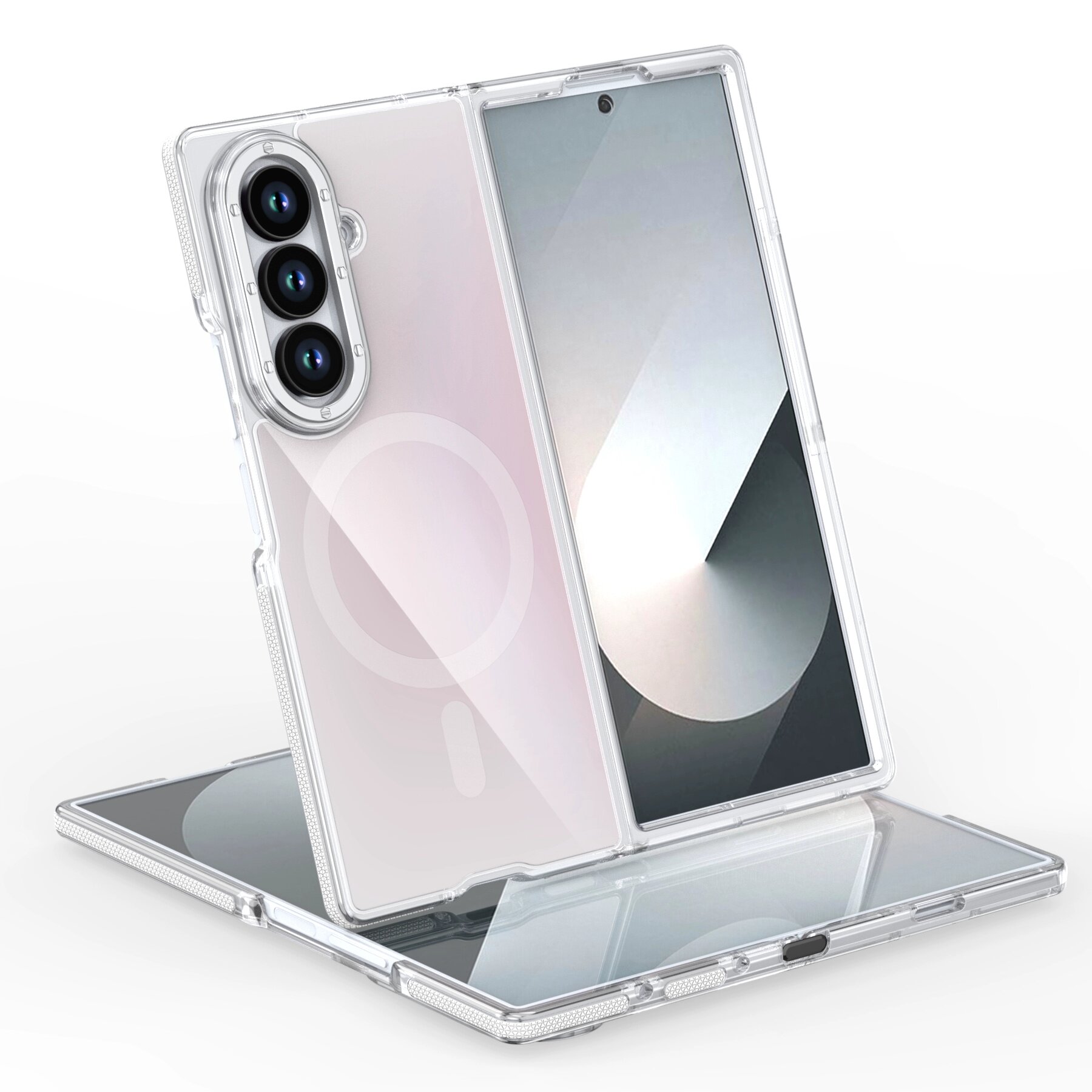 Чехол для Galaxy Z Fold7 с градиентным белым цветом и встроенным MagSafe, ультратонкая защита для Fold 7