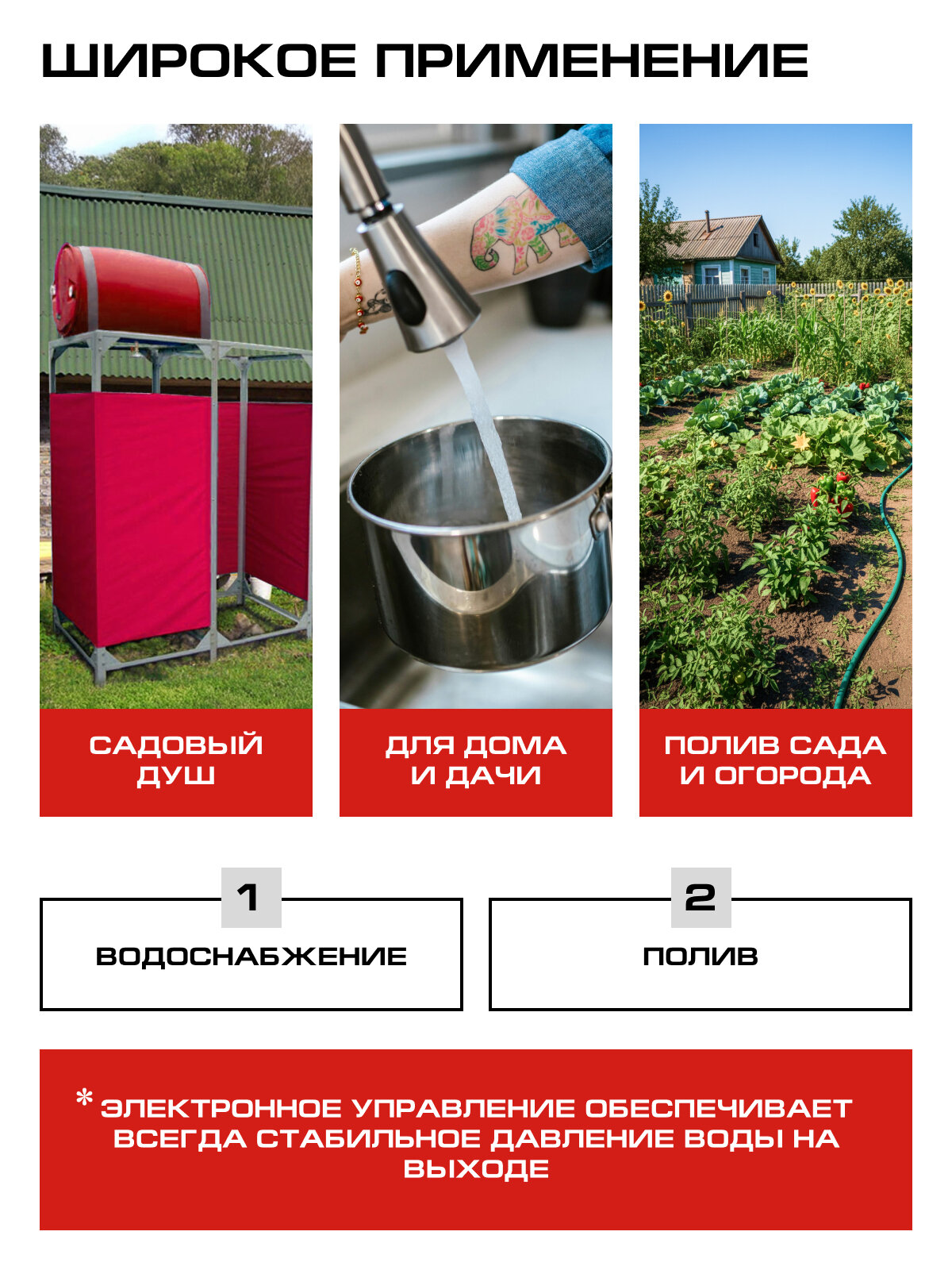 Насосная станция ставр SPS 1300, 1300Вт, 4800л/ч, глубина всасывания 8м — фото 1